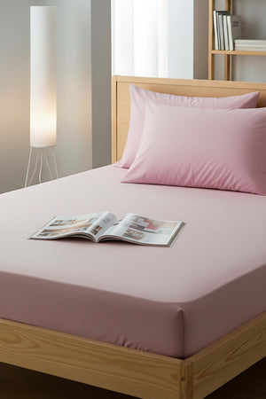 Powder Pink Cotton Double Fitted Sheet 160x200 cm