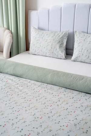 Clara Green Single Duvet Cover Set Cotton