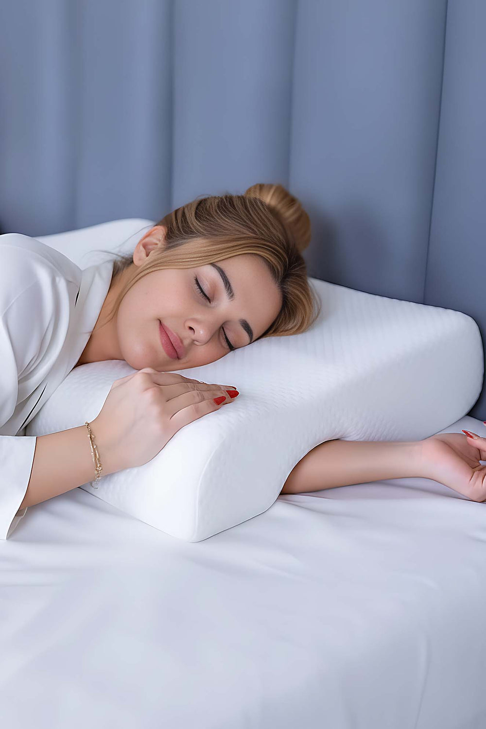 Valessa Orthopedic Memory Foam Pillow Visco Neck Support Couple Pillow, 65x40x12 cm