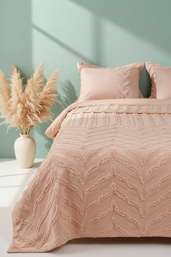 Limi Crimp Beige Double Nevresim-Style Bedspread 7-Piece Bedding Set