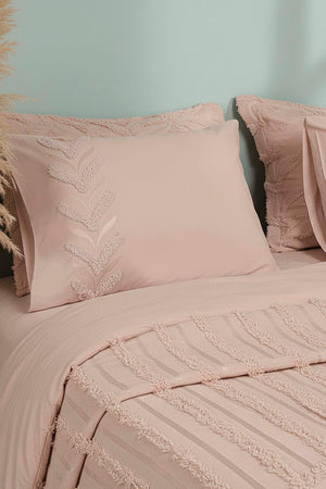 Limi Crimp Beige Double Nevresim-Style Bedspread 7-Piece Bedding Set
