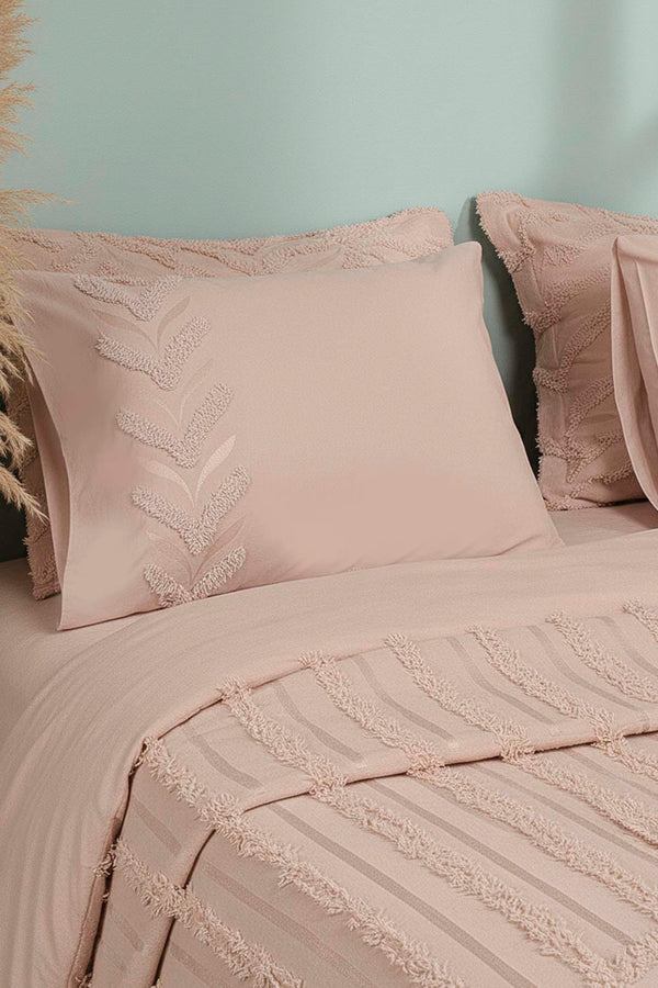 Limi Crimp Beige Double Nevresim-Style Bedspread 7-Piece Bedding Set