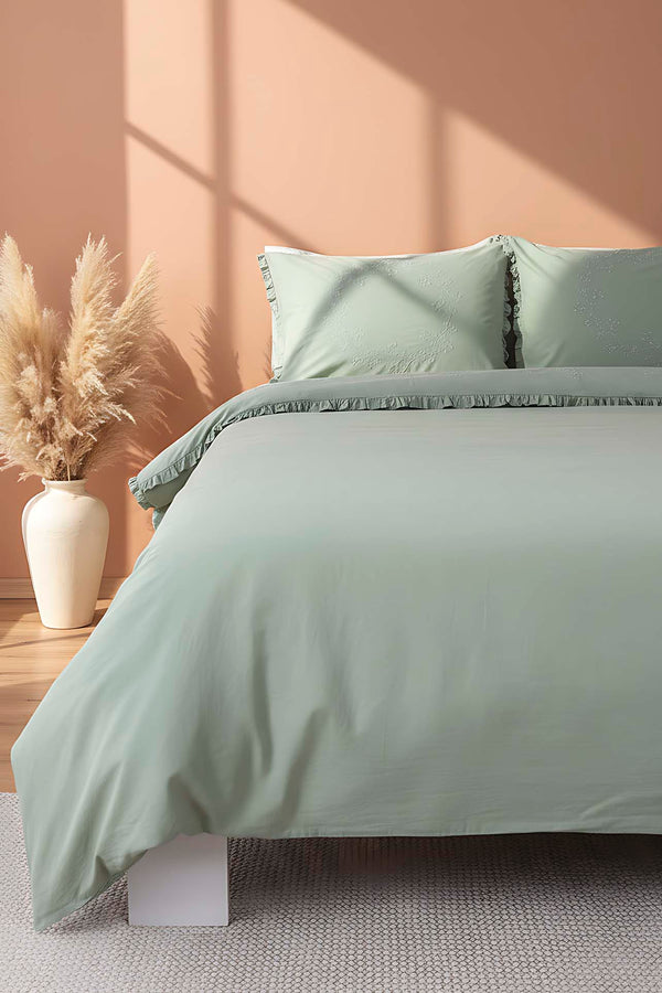 Nigra Embroidered Double Size 100% Cotton Duvet Cover Set – 4 Pieces