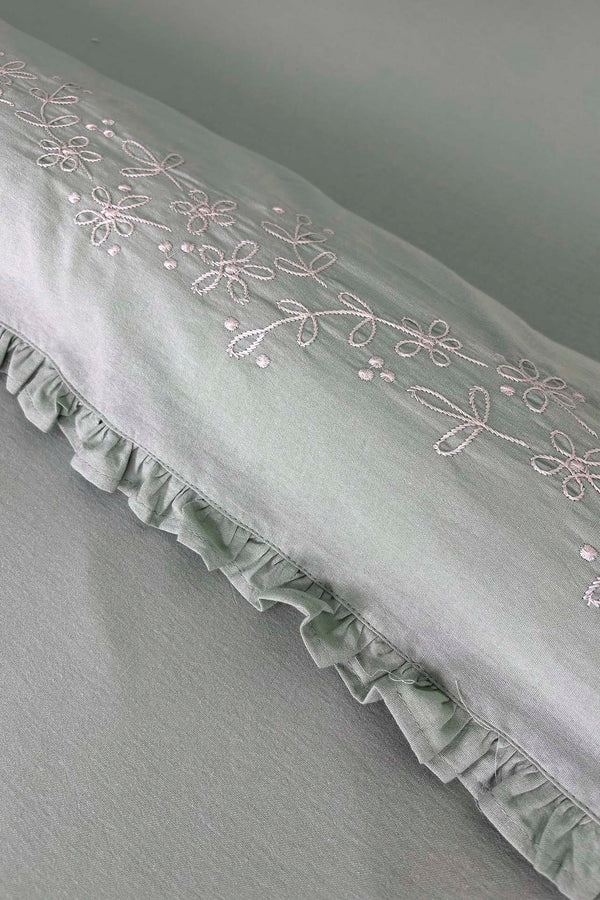 Nigra Embroidered Double Size 100% Cotton Duvet Cover Set – 4 Pieces