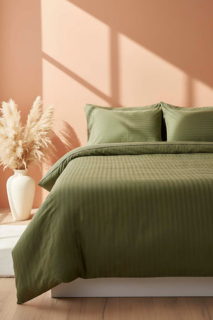 Opia Forest 100% Cotton Double Duvet Cover Set - 6-Piece Premium Trousseau Bedding Bundle - Breathable & Soft Deep Green Quilt Cover with 4 Pillowcases
