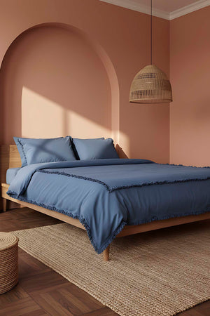 Maddox Dark Storm 100% Cotton Double Duvet Cover Set - 6-Piece Premium Trousseau Bedding Bundle - Soft & Breathable Quilt Cover with Matching Pillowcases