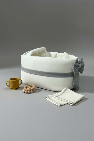 Bow Gray Ribbon Baby Carrier Bag – Stylish & Practical Baby Carrying Bag