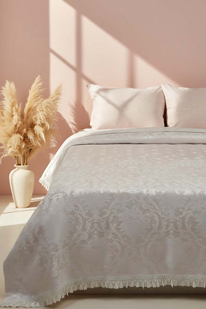 Style Blush Pink Double Bedspread Set, 3 Pieces, Soft Touch Fabric, Modern Design