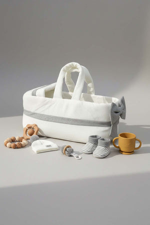 Bow Gray Ribbon Baby Carrier Bag – Stylish & Practical Baby Carrying Bag
