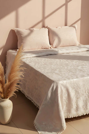 Style Blush Pink Double Bedspread Set, 3 Pieces, Soft Touch Fabric, Modern Design