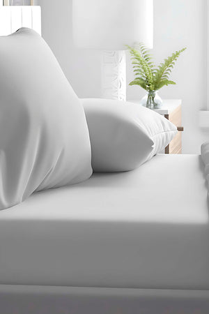 Light Grey Double Fitted Cotton Sheet 160 x 200 cm