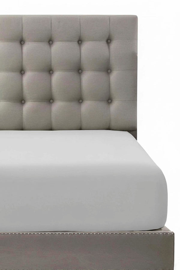 Light Grey Double Fitted Cotton Sheet 160 x 200 cm