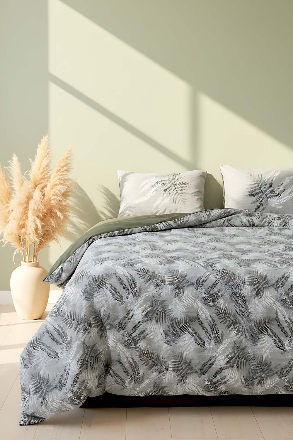 Dual Frond Double Size 100% Cotton Duvet Cover Set - 4 Pieces