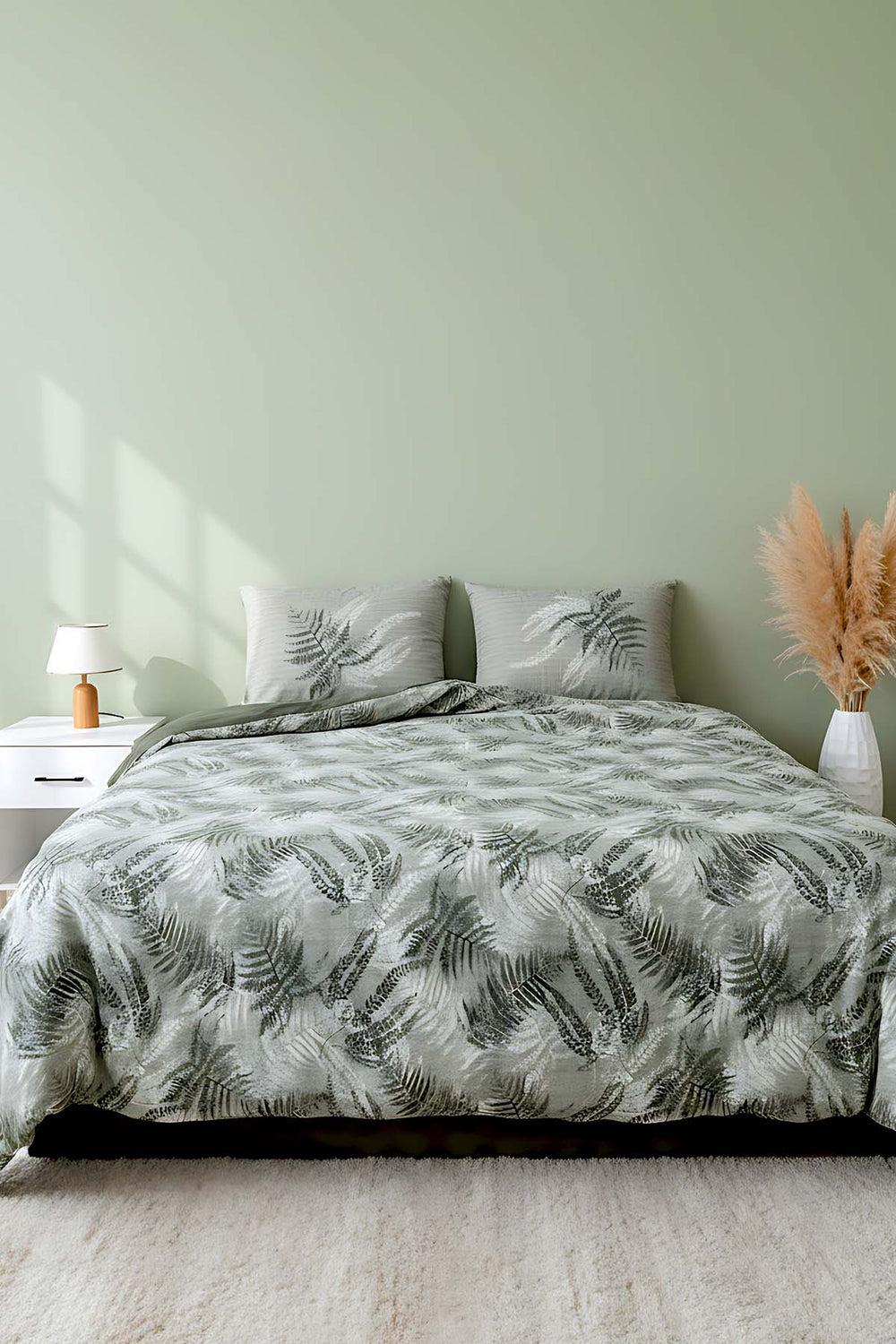 Dual Frond Double Size 100% Cotton Duvet Cover Set - 4 Pieces