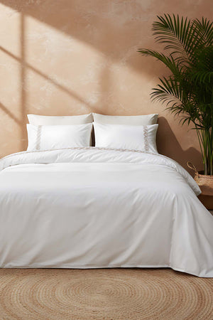 Majestic Beige Double 100% Cotton Duvet Cover Set, 6-Piece Bridal Set