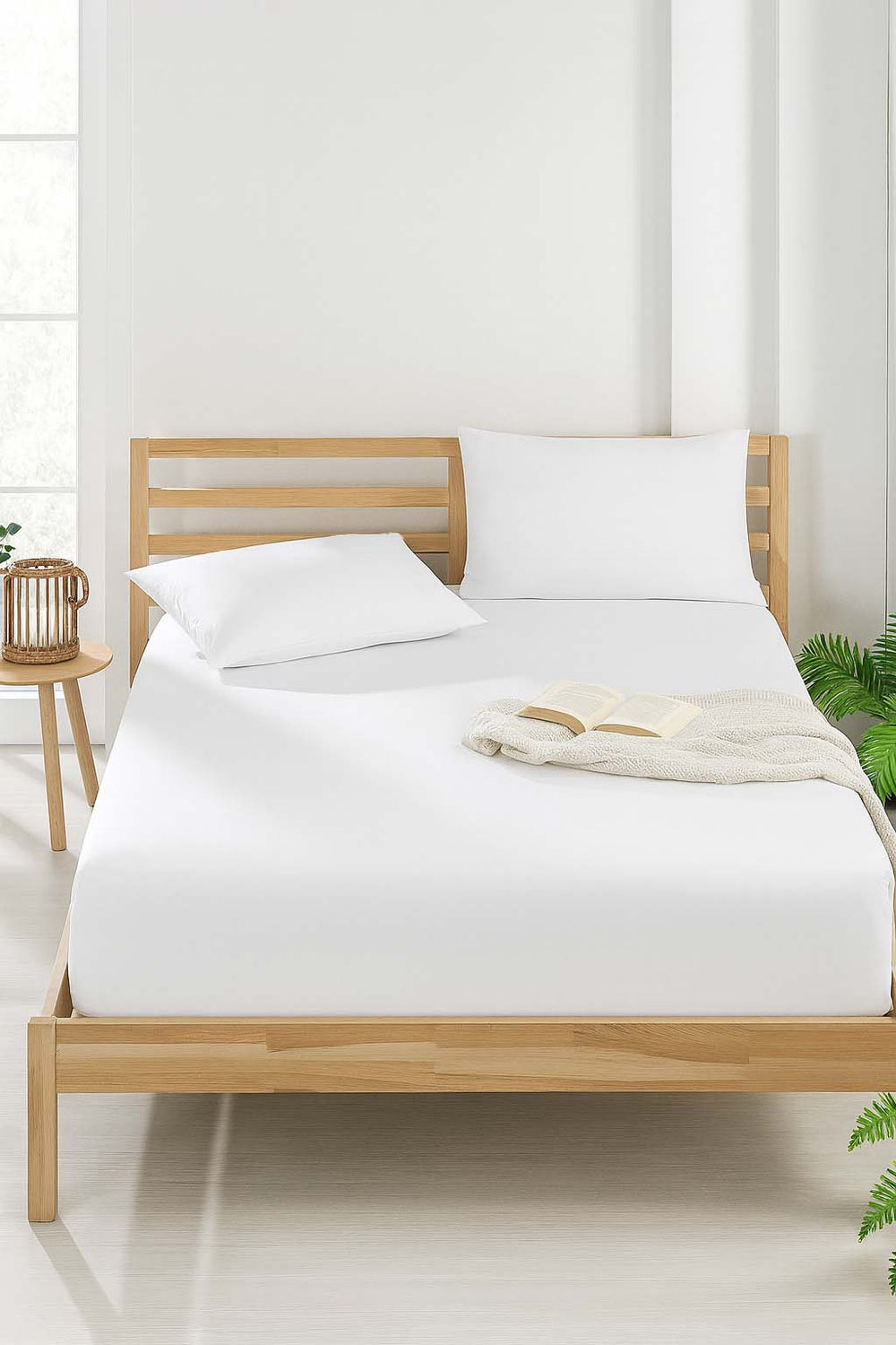White Single/Twin Size Polycotton Flat Sheet – Breathable, Non-Fitted, Single Piece, 180x215 cm