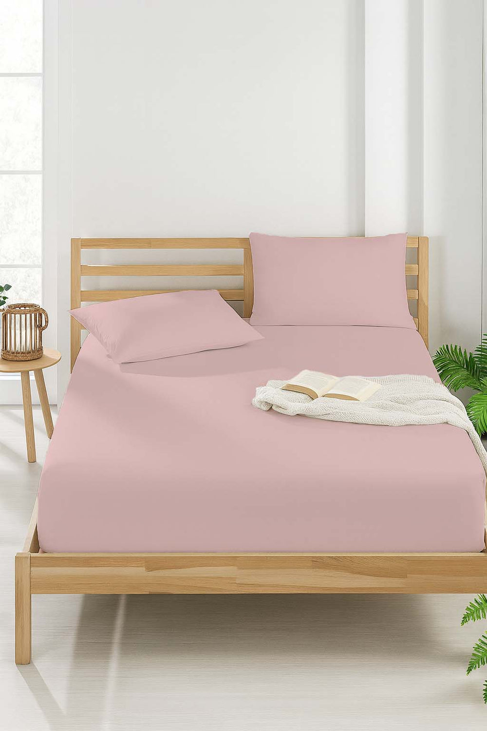 Powder Pink Double/Queen Size Polycotton Flat Sheet – Breathable, Non-Fitted, Single Piece, 215x240 cm