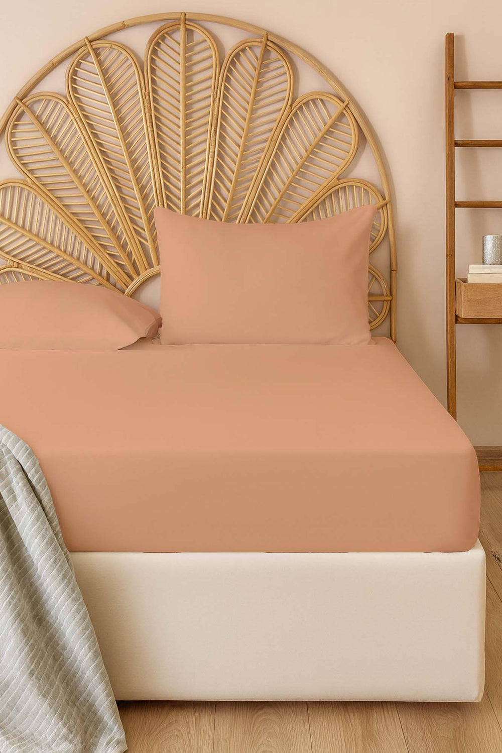 Light Orange Double/Queen Size Polycotton Flat Sheet – Breathable, Non-Fitted, Single Piece, 215x240 cm