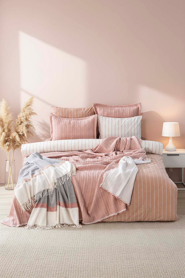 Effect Pudra Double Bedspread with Duvet Cover - 8 Piece Bridal Set