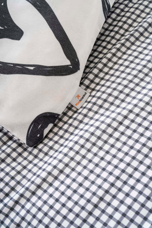 Checked Hearts Outlet Double Size Cotton Bedding Set