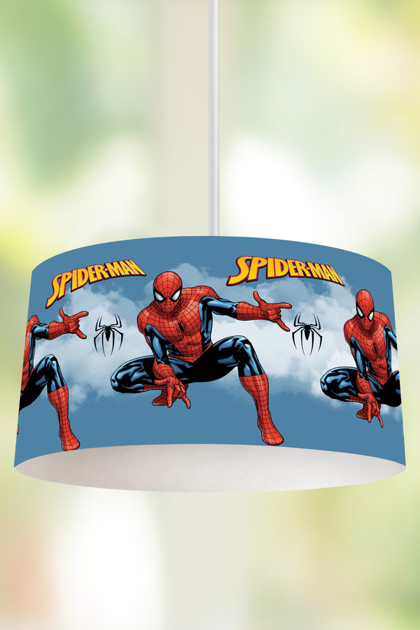 Spiderman Themed Children's Room Pendant Lamp - 30cm Decorative Hanging Light with Adjustable Cable - Non-Toxic Water-Based Print