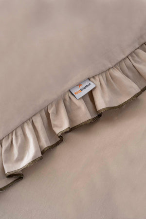 Florita Cappuccino Double Embroidered 100% Cotton Duvet Cover Set – 4 Pieces