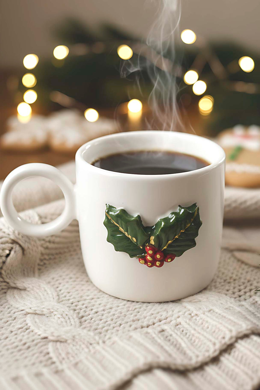 Kokina Amore Double Coffee Mug – Handmade Ceramic Cup with 24K Gold, Christmas Gift, 180 ml