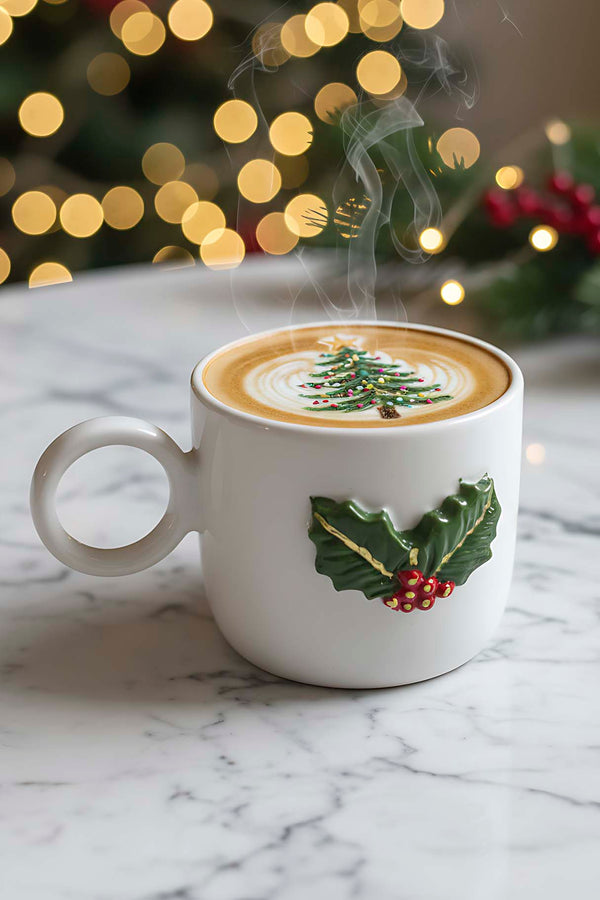 Kokina Amore Double Coffee Mug – Handmade Ceramic Cup with 24K Gold, Christmas Gift, 180 ml