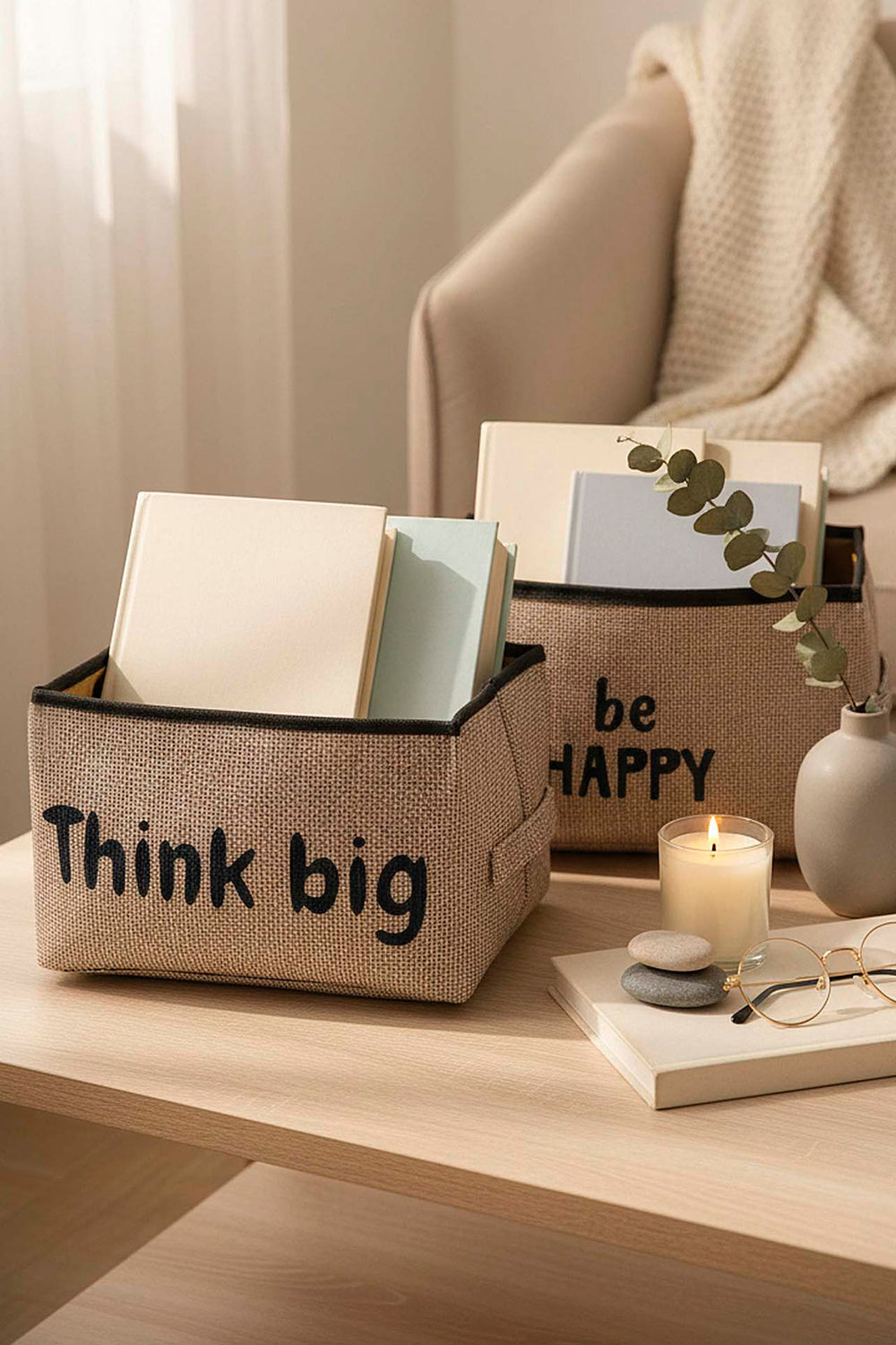 Jute Multi-Purpose 2-Piece Organizer Basket Set