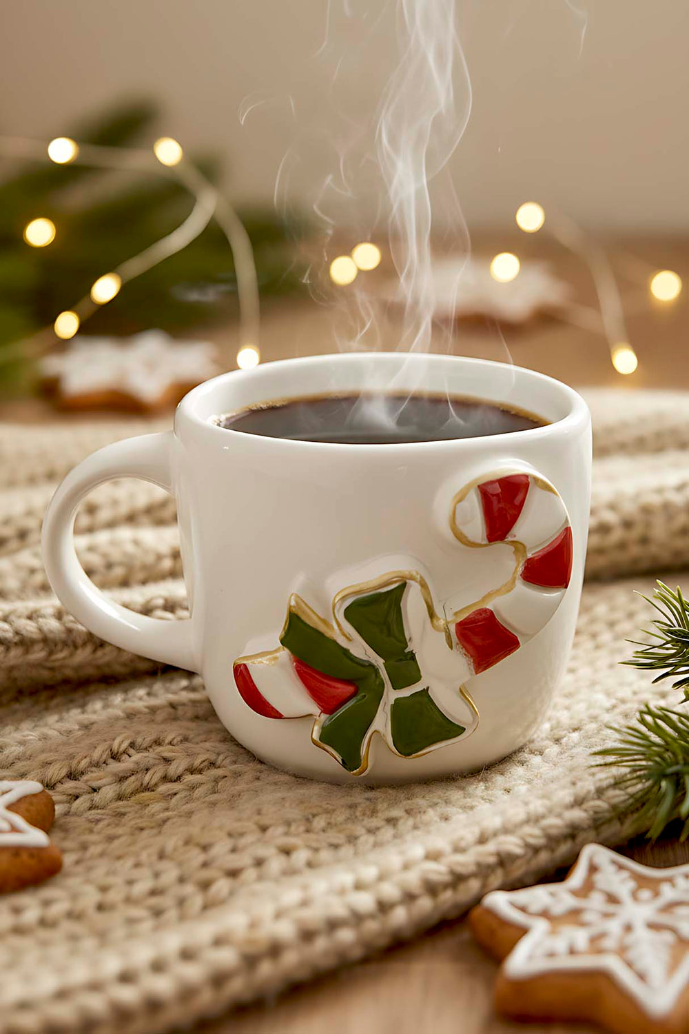 Sugar Cane Amore Double Coffee Mug – Handmade Ceramic Cup with 24K Gold, Christmas Gift, 180 ml