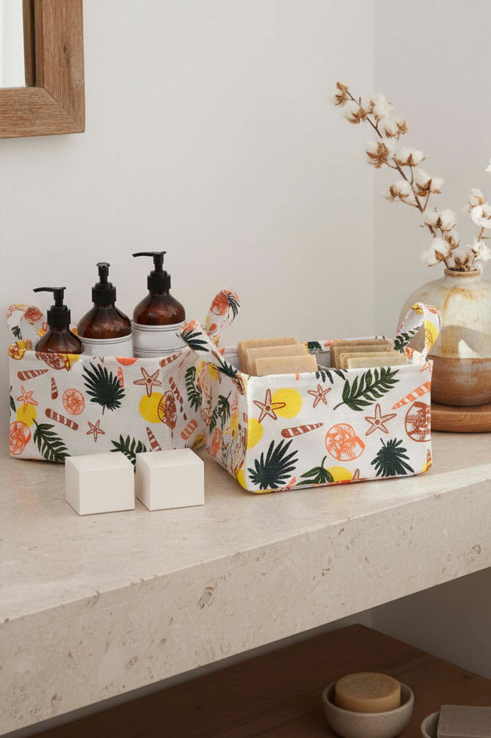 Tropical Pattern Multi-Purpose 2-Piece Organizer Basket Set
