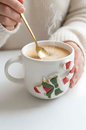 Sugar Cane Amore Double Coffee Mug – Handmade Ceramic Cup with 24K Gold, Christmas Gift, 180 ml