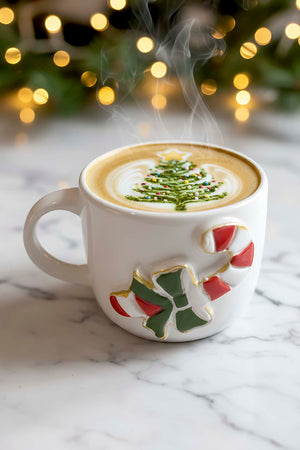 Sugar Cane Amore Double Coffee Mug – Handmade Ceramic Cup with 24K Gold, Christmas Gift, 180 ml