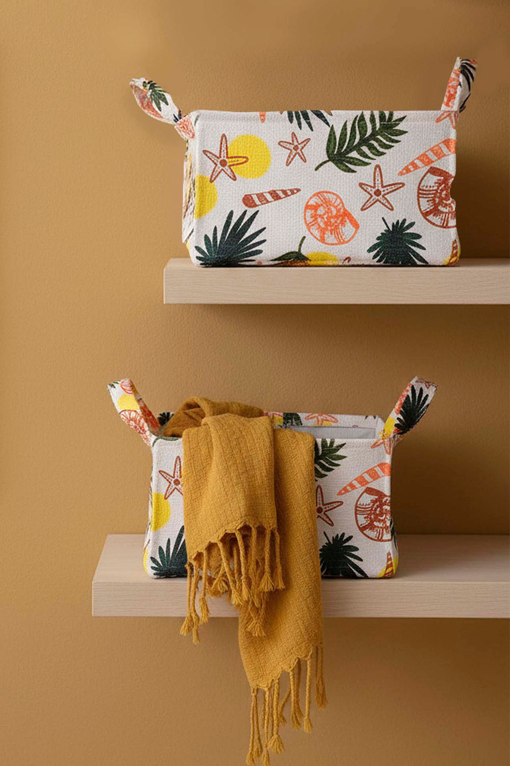 Tropical Pattern Multi-Purpose 2-Piece Organizer Basket Set