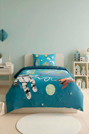 Little Astronaut %100 Cotton Junior Single Duvet Cover Set