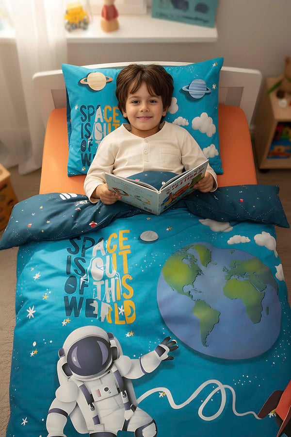 Little Astronaut %100 Cotton Junior Single Duvet Cover Set