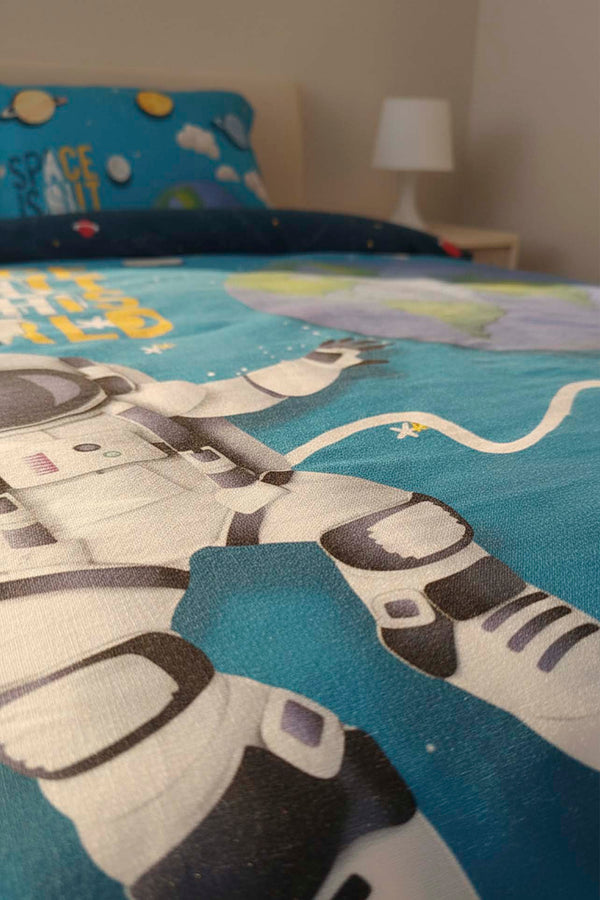 Little Astronaut %100 Cotton Junior Single Duvet Cover Set
