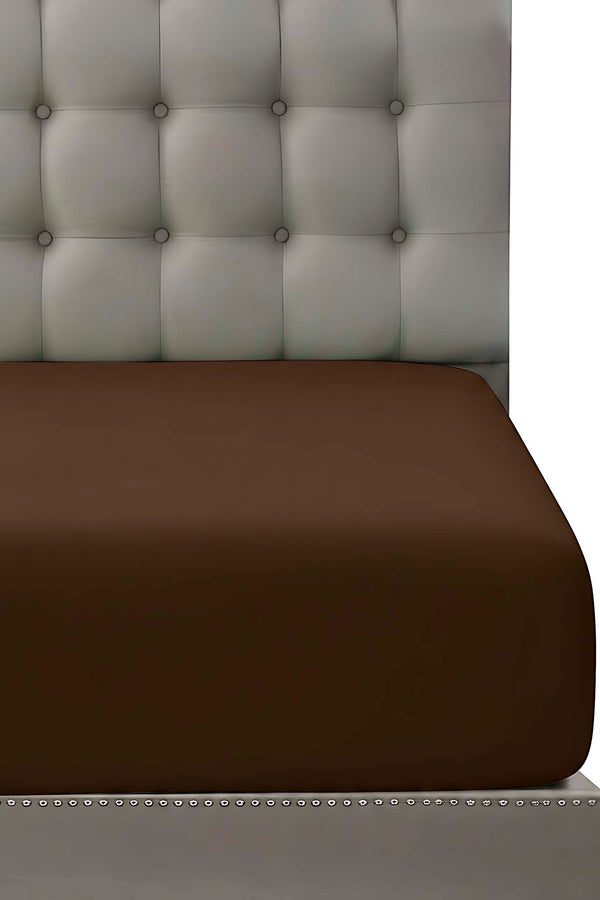 Brown Double Fitted Cotton Sheet 160 x 200 cm