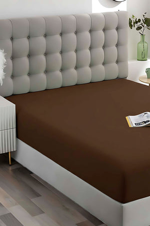 Brown Cotton Single Fitted Sheet 100 × 200 cm