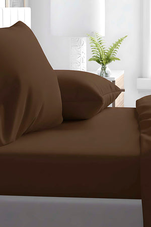 Brown Cotton Single Fitted Sheet 100 × 200 cm