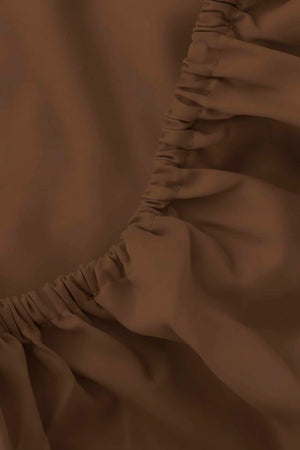 Brown Double Fitted Cotton Sheet 160 x 200 cm