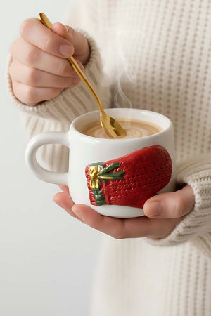 Glove Amore Double Coffee Mug – Handmade Ceramic Cup with 24K Gold, Christmas Gift, 180 ml