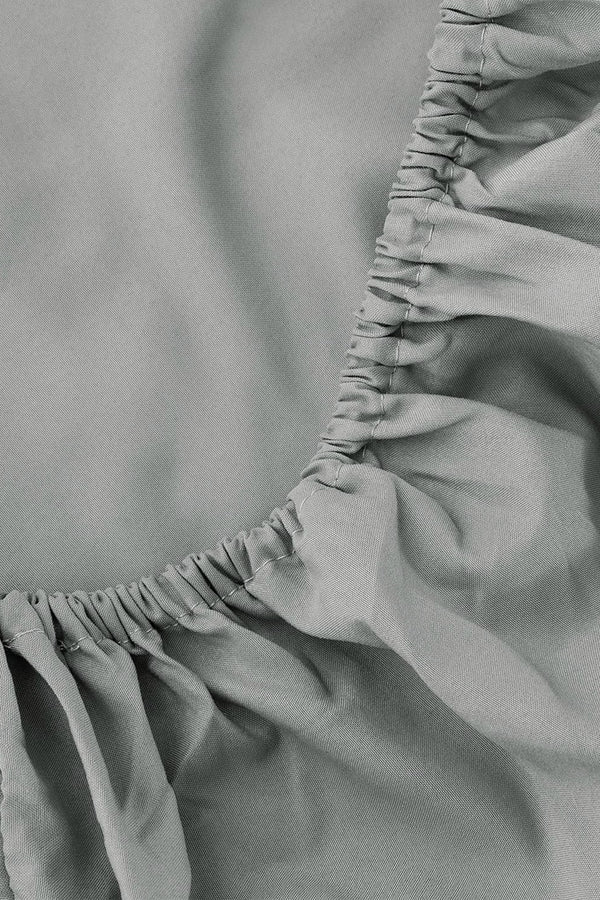 Gray Cotton Double Fitted Sheet 160x200 cm