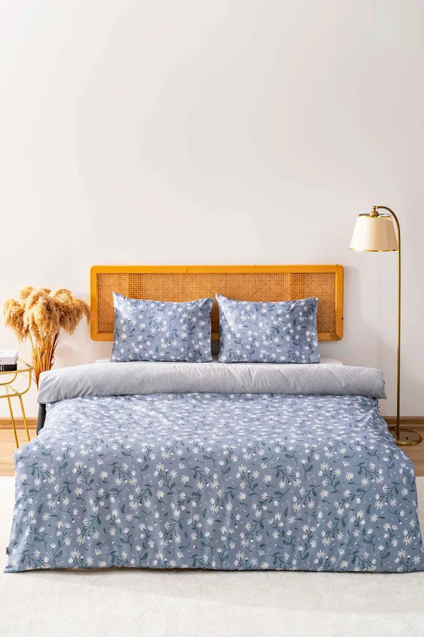 Gray Daisies Double Bedding Set Cotton