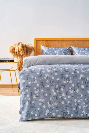 Gray Daisies Double Bedding Set Cotton