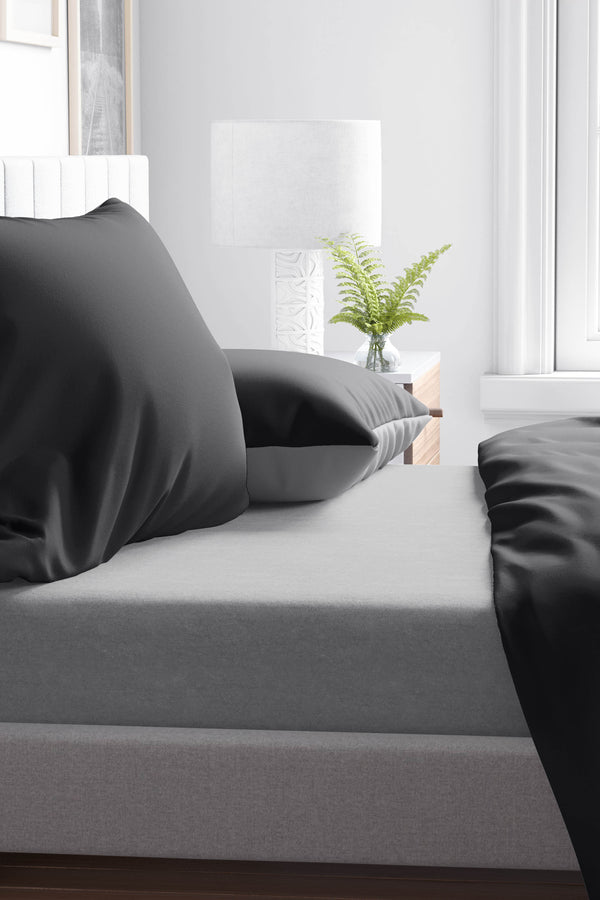 Gray Single Fitted Sheet 100x200 cm