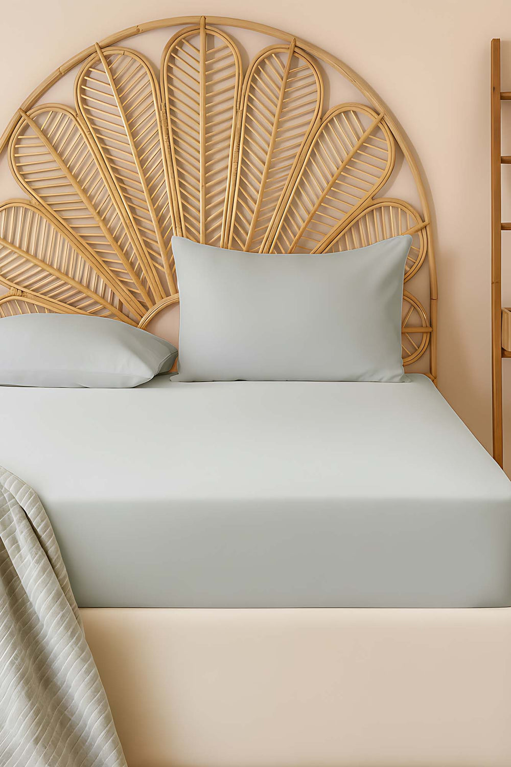 Açık Gri Çift Kişilik Pamuklu Düz Çarşaf