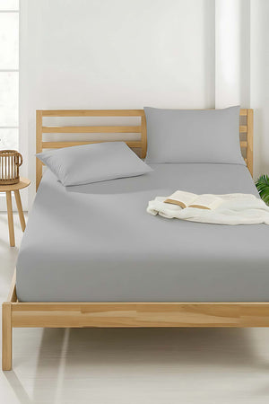 Grey Double Cotton Flat Sheet
