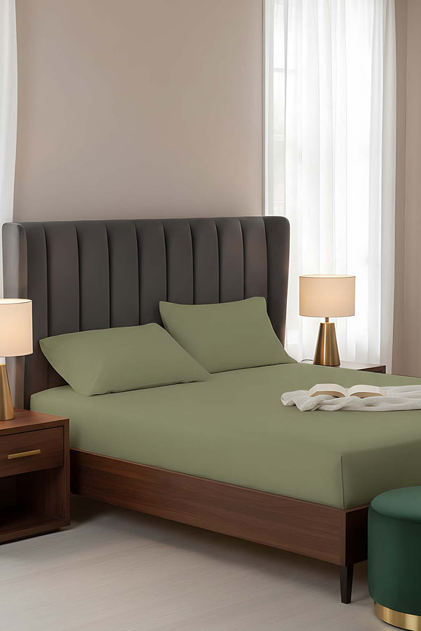 Khaki Single Cotton Flat Sheet