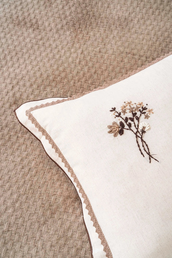 Helen Brown Embroidered Double Bedding Blanket Set 4 Pieces Sleep & Dowry Set